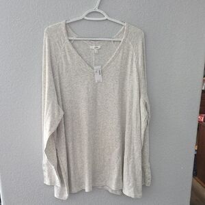 Gray V-Neck Women's Top